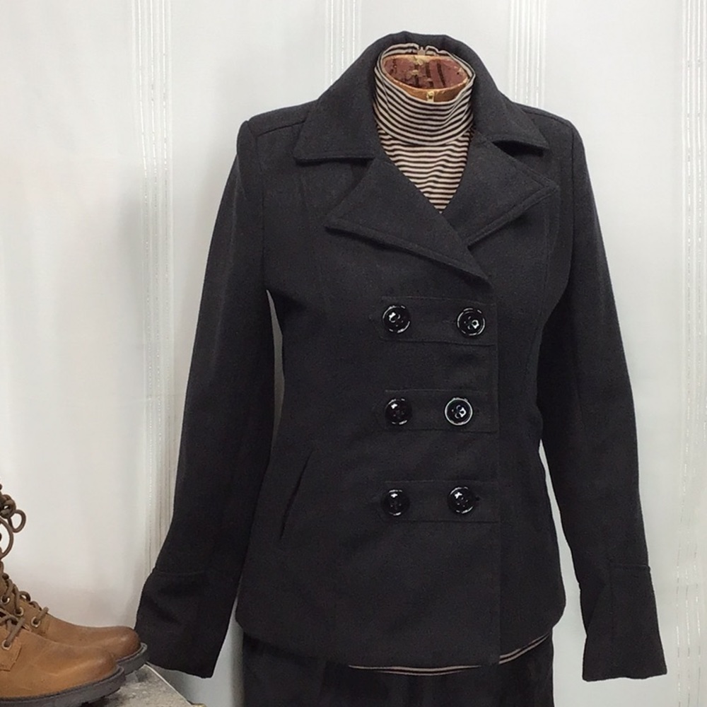 American Rag Charcoal Soft Short Peacoat Jacket Pockets Sz Small - Picture 3 of 13